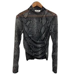 DO+BE Womens Mock Neck Snake Animal Print Top Edgy Festival Mob Wife SHEER -Med